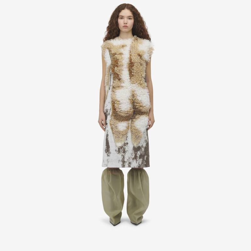 Alexander McQueen Women's White Sculpted Statue Jacquard Dress - 6 (Viscose, Polyester & Wool)